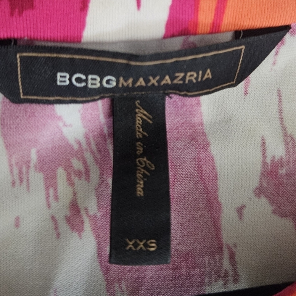 BCBGMaxAzria Pink Orange Retro Print Drop Waist Mini Dress Begonia Combo XXS - Picture 4 of 7